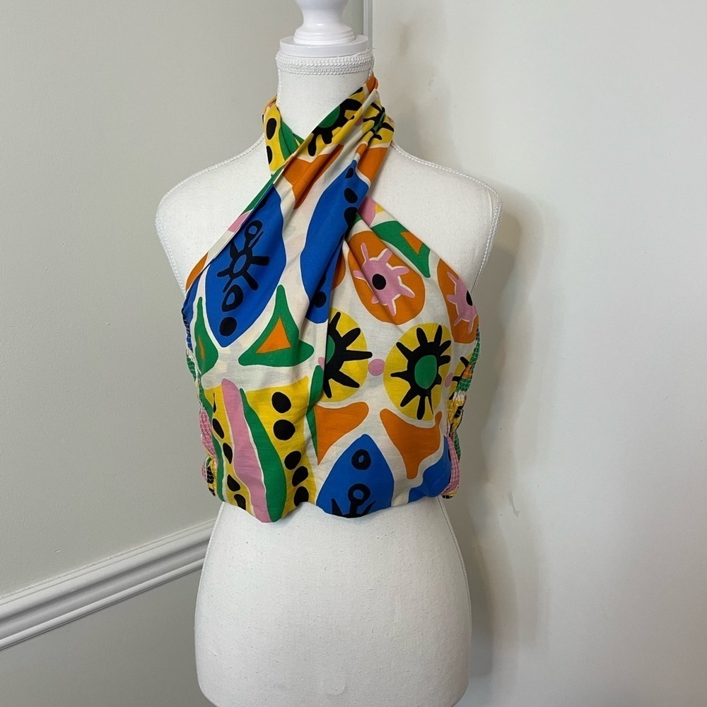 Zara Pop Art Printed Crop Halter Top S - Picture 3 of 15